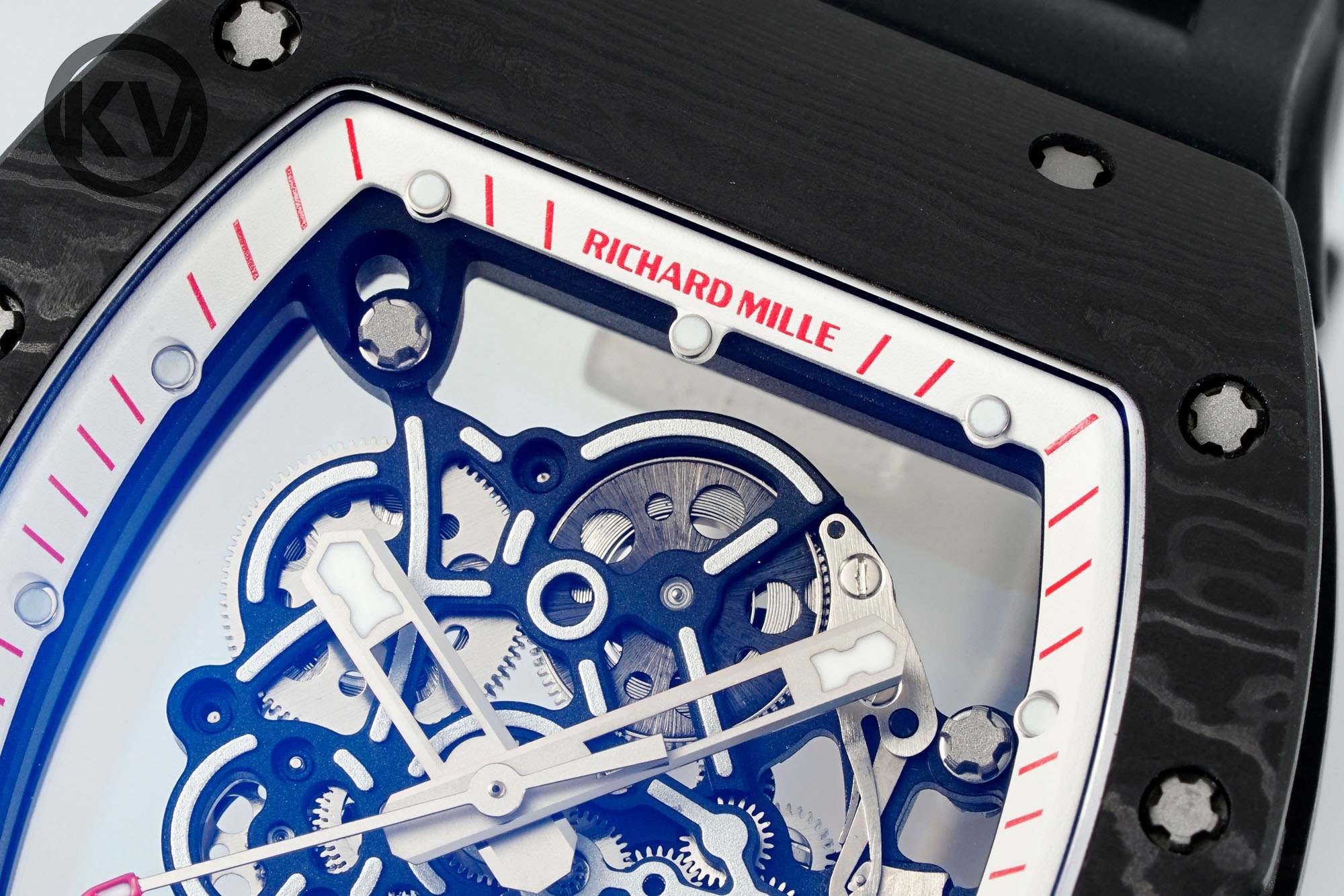 Richard Mille RM055 Tonneau Hollow Automatic Watch Light 74.3g FKM Rubber Strap