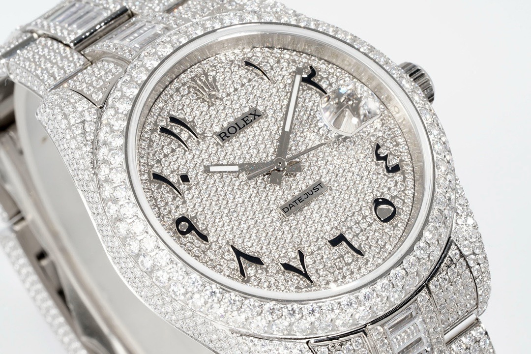 Rolex TW Factory Fully Iced‑Out Datejust 41mm Men Watch, Full Paved Stones, 2824 Automatic Movement