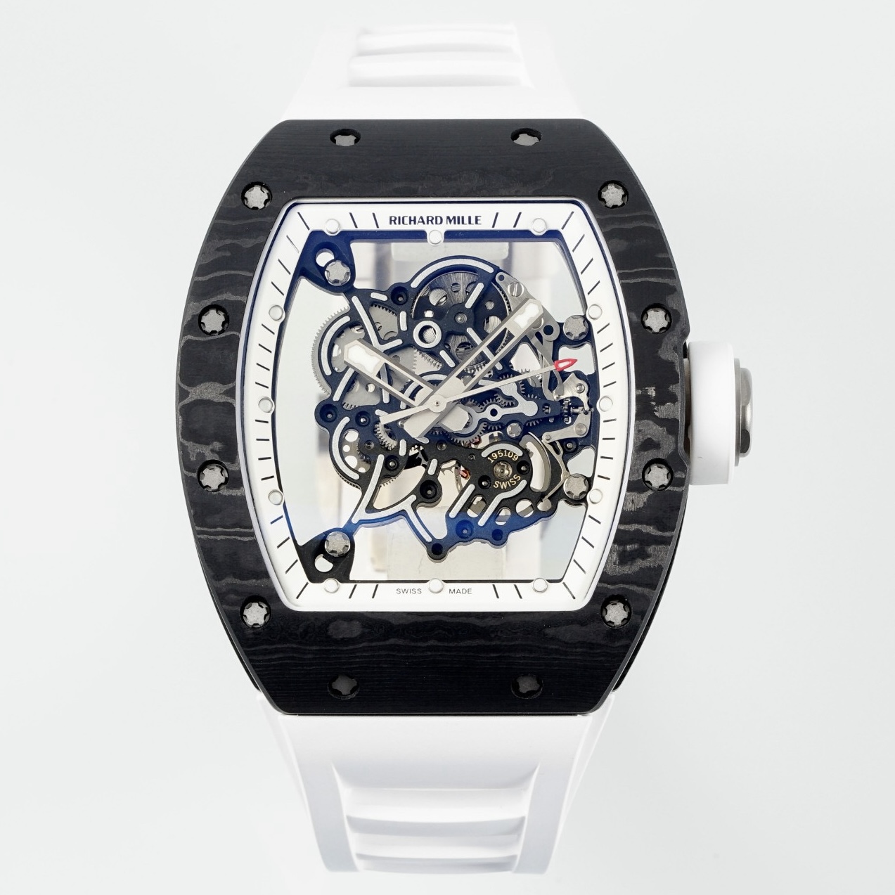 Richard Mille RM055 Tonneau Hollow Automatic Watch Light 74.3g FKM Rubber Strap