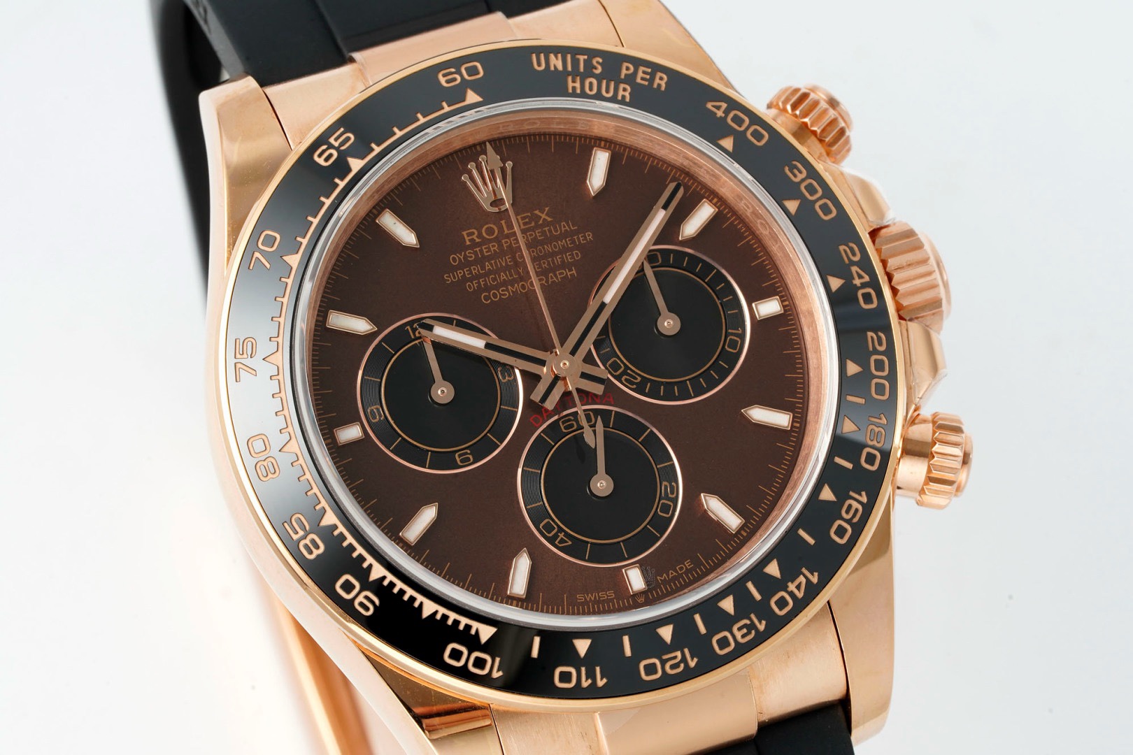 Rolex Cosmograph Daytona 40mm Rubber Strap Weighted 18K Gold‑Plated Cal.4131 Chronograph Movement