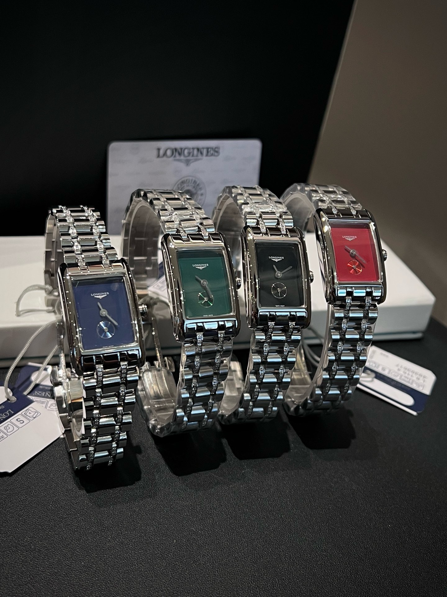 Longines DolceVita Rectangle Women Watch, Two-Hands Steel Band Luxury Dress Watch
