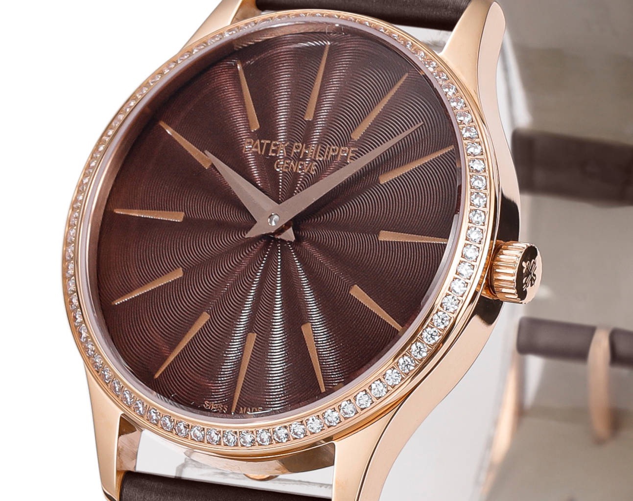 Patek Philippe Calatrava Ladies Watch 35mm | Slim Cal.240 Automatic Guilloché Dial Watch
