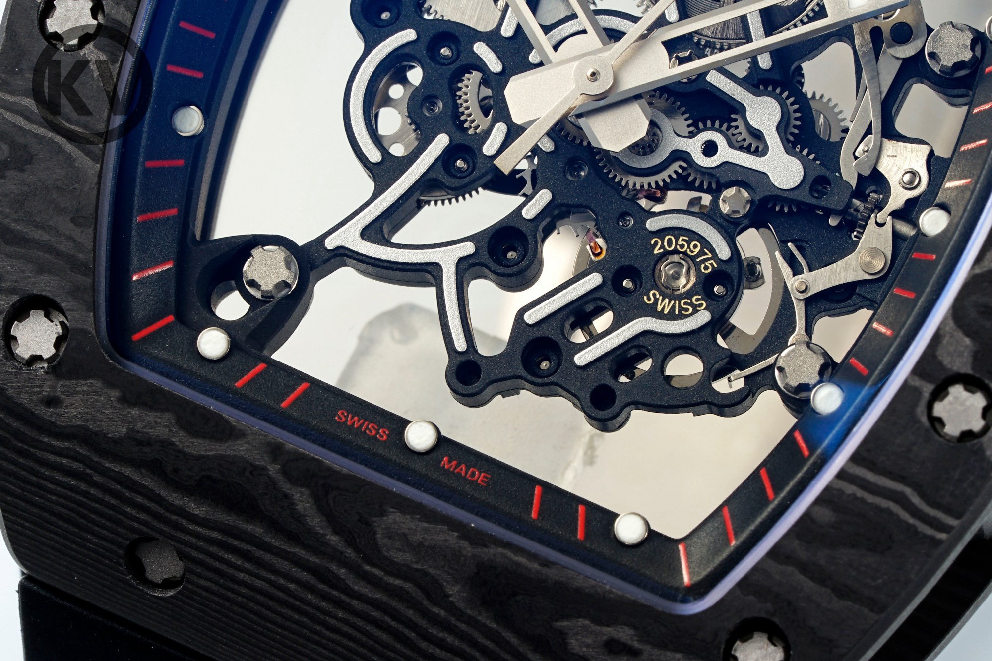 Richard Mille RM055 Tonneau Hollow Automatic Watch Light 74.3g FKM Rubber Strap