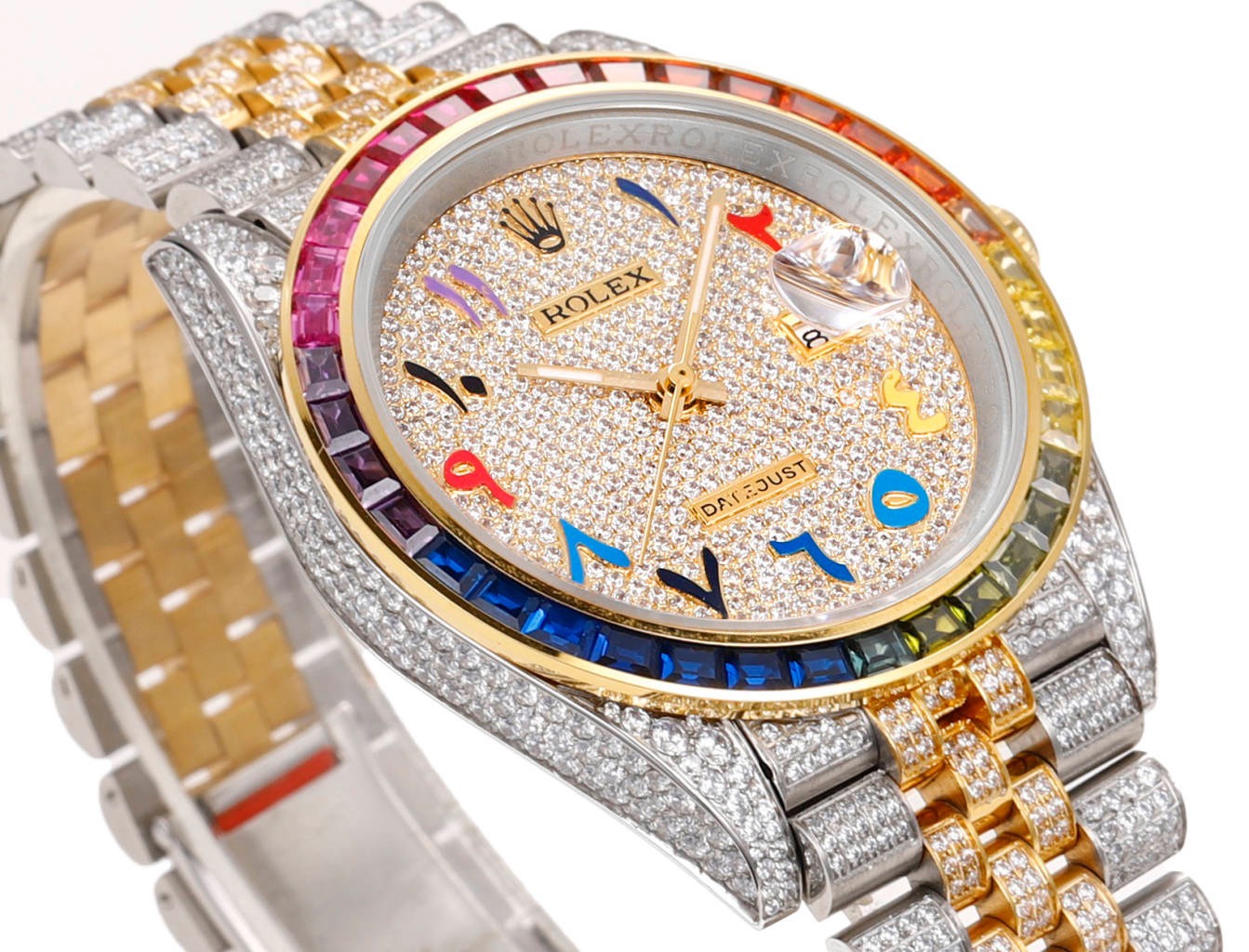 MS Factory Datejust 41mm Full‑Paved Diamond Watch 904L Steel 3235 Automatic Movement Rainbow Bezel