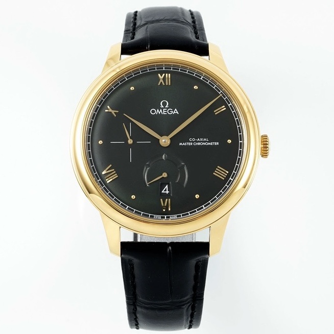 Omega De Ville Power‑Reserve Automatic Mechanical Watch, Genuine Calfskin Leather Strap