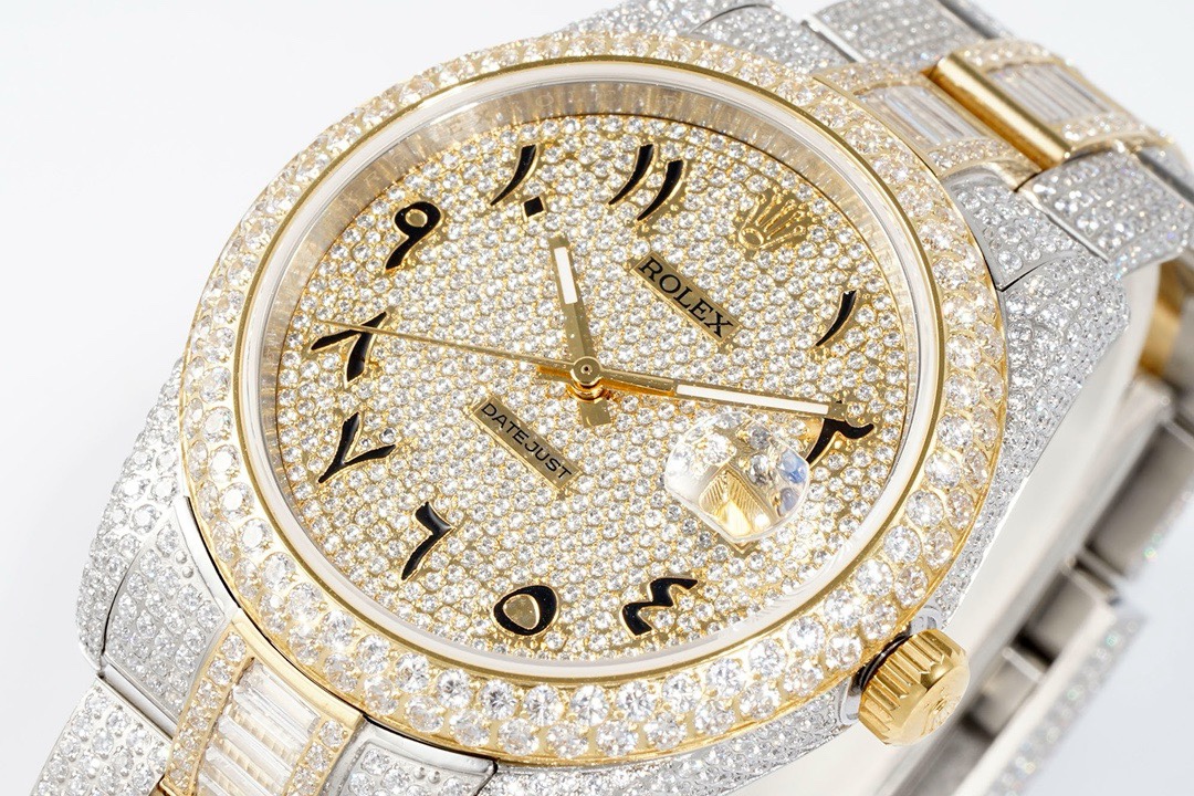Rolex TW Factory Fully Iced‑Out Datejust 41mm Men Watch, Full Paved Stones, 2824 Automatic Movement