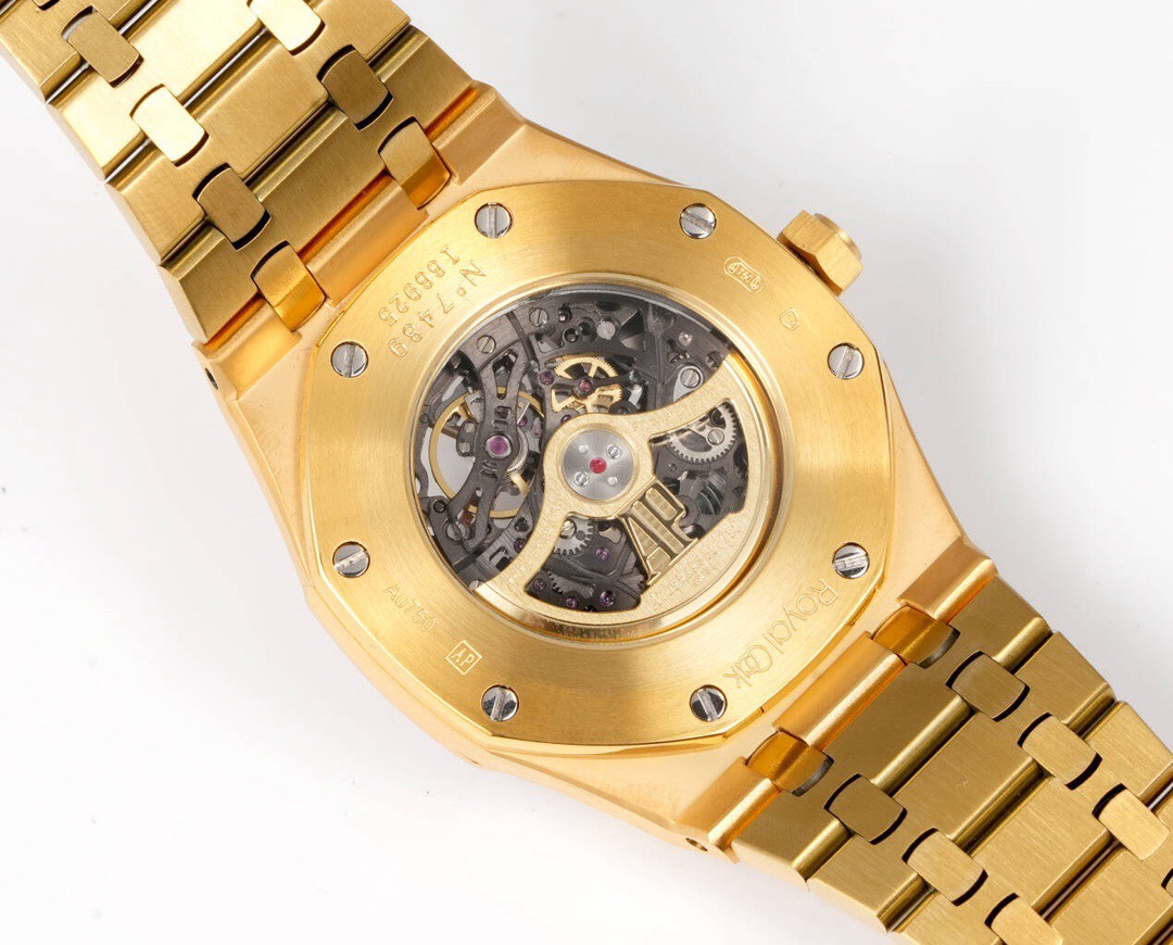 Audemars Piguet Royal Oak Skeleton Frosted Gold Rainbow Bezel AP2 Version