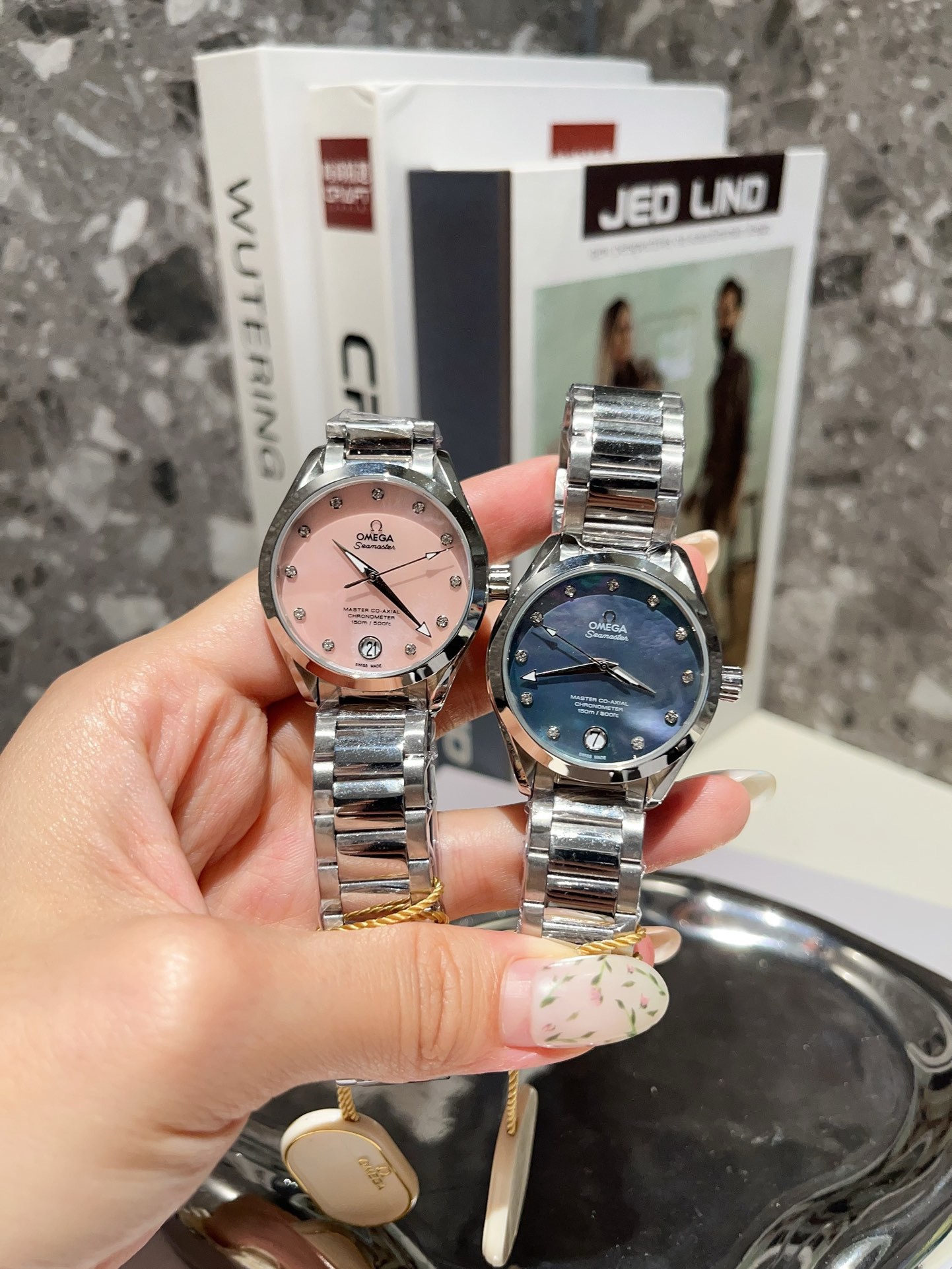 Omega Seamaster Ladies Watch 34mm Quartz MOP Mother Of Pearl Dial Diamond Markers Stainless Steel Women Wristwatch