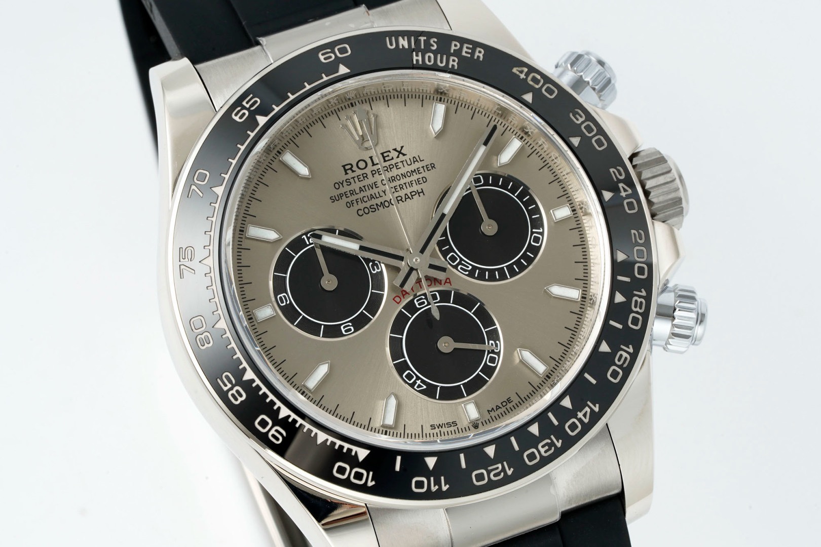 Rolex Cosmograph Daytona 40mm Rubber Strap Weighted 18K Gold‑Plated Cal.4131 Chronograph Movement