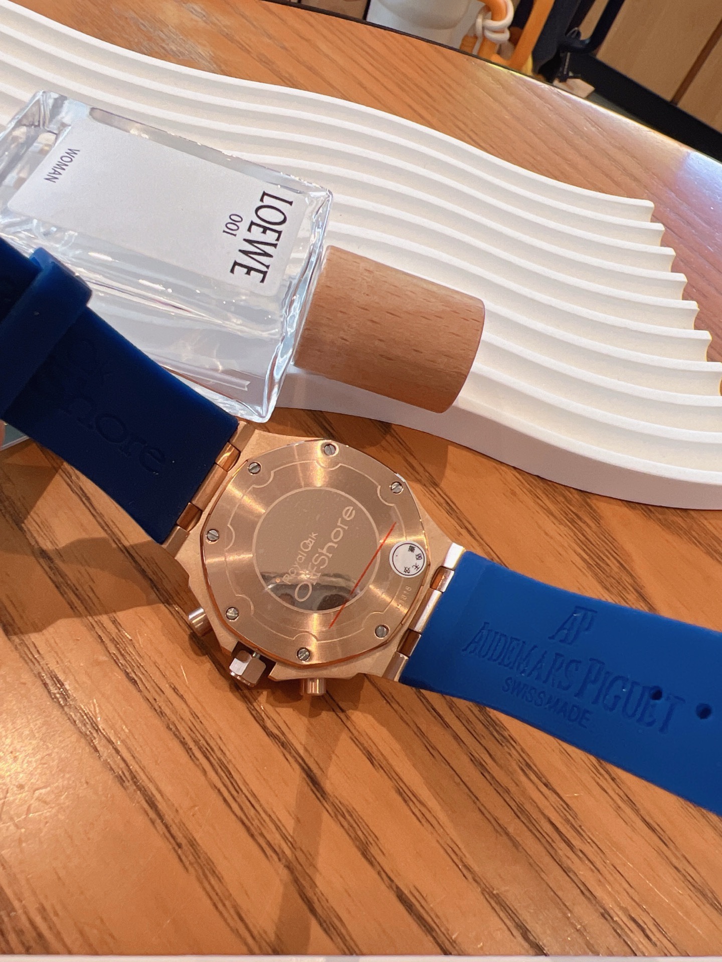 Audemars Piguet Royal Oak Offshore Ladies Watch 37mm, Rainbow Gemstone Bezel Rubber Strap Wristwatch
