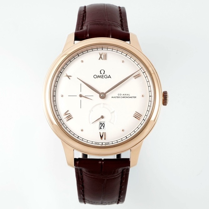 Omega De Ville Power‑Reserve Automatic Mechanical Watch, Genuine Calfskin Leather Strap