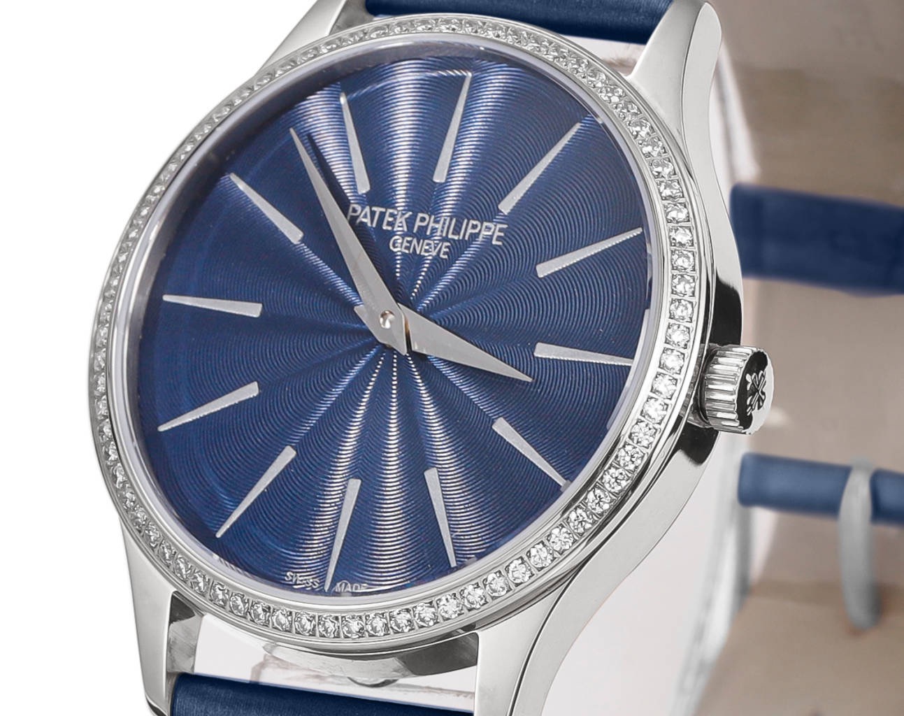 Patek Philippe Calatrava Ladies Watch 35mm | Slim Cal.240 Automatic Guilloché Dial Watch
