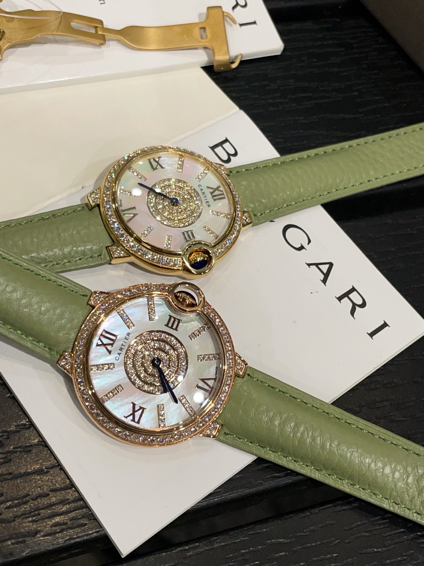 Cartier Ballon Bleu 36mm Women Watch, Crystal Inlaid Dial Leather Band Luxury Dress Watch
