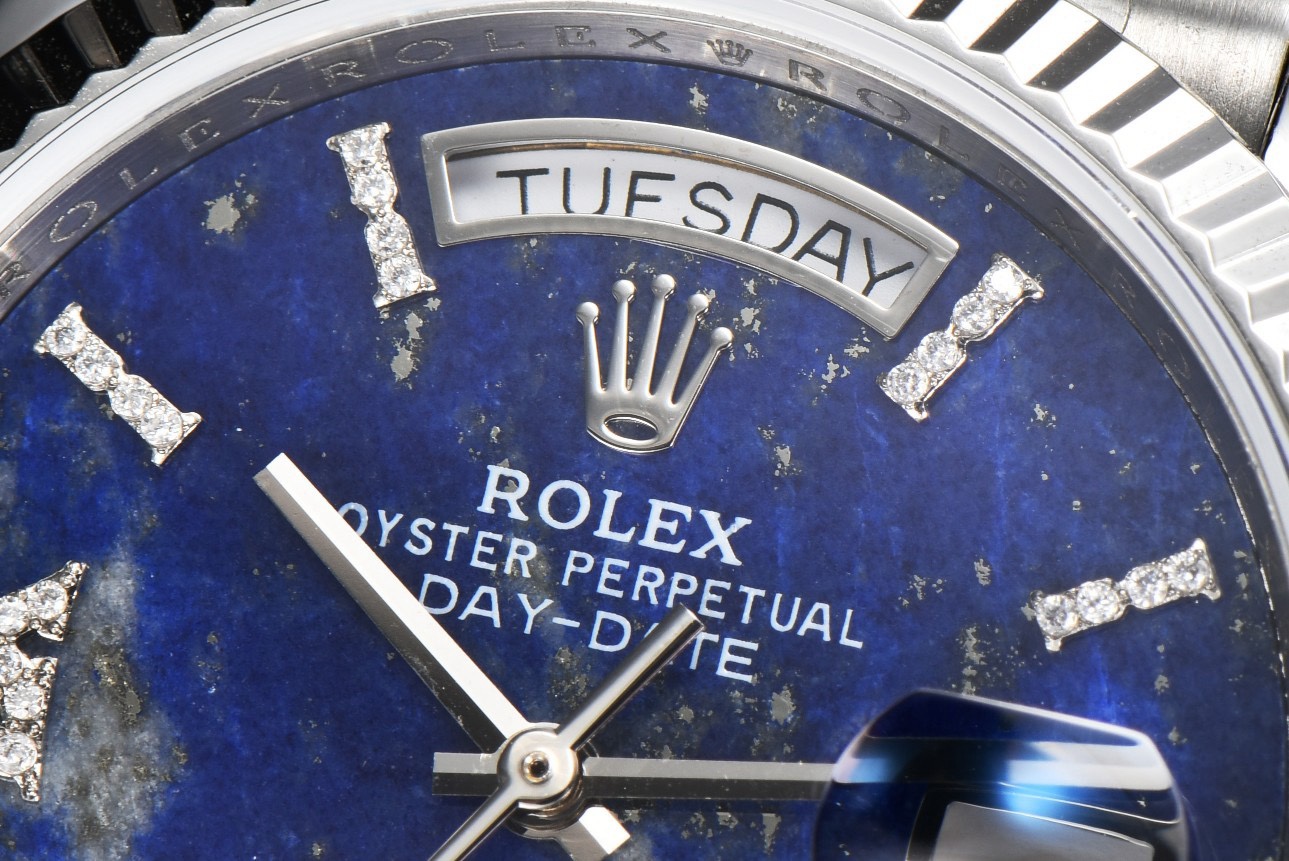 Rolex Day-Date 36 Hidden 6 Diamond Roman Markers | CS Factory Natural Gemstone Dial 904L Steel Watch