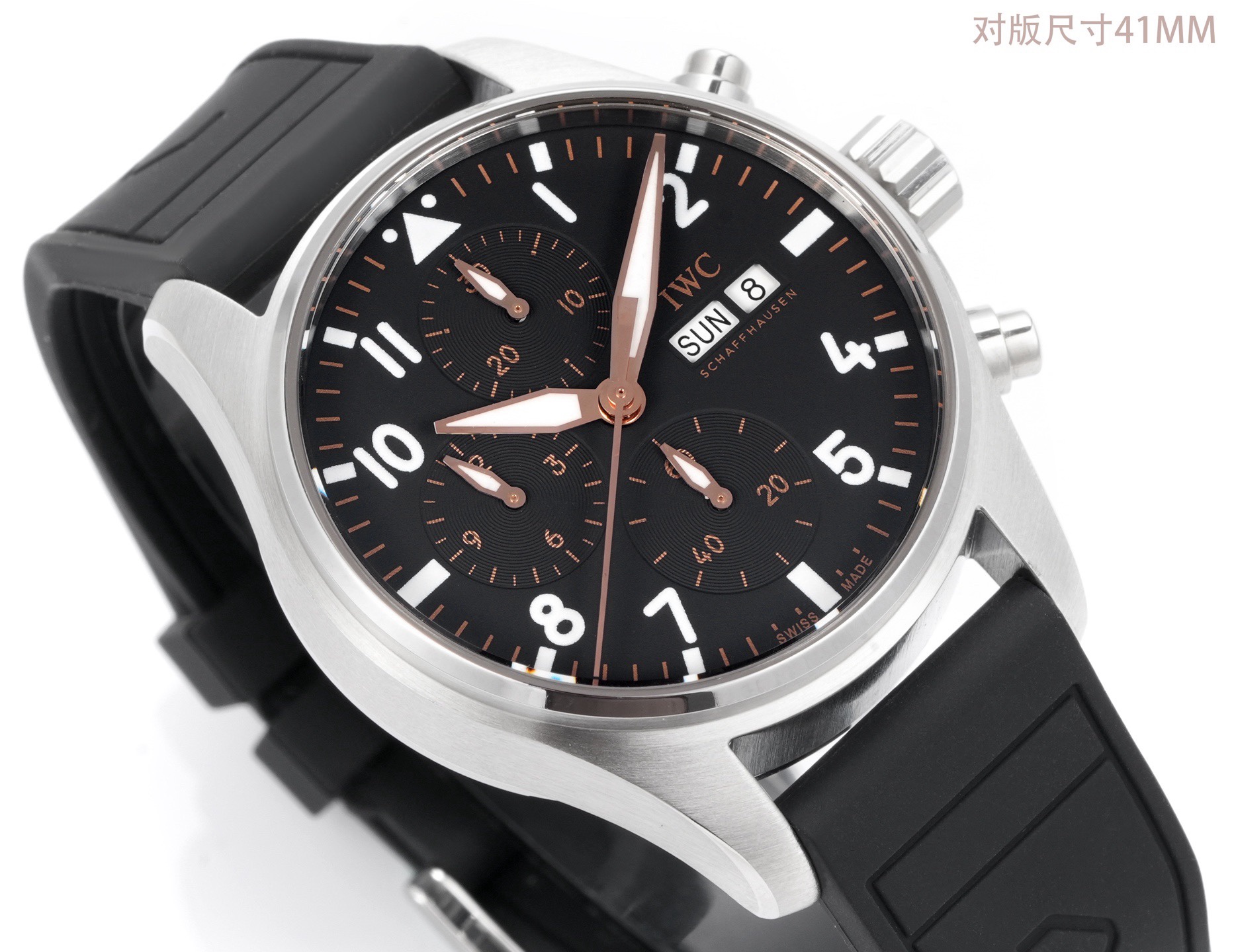 IWC Pilots Series IW388110 Men Watch AP5 Upgrade Fluororubber Strap 46H Power Reserve