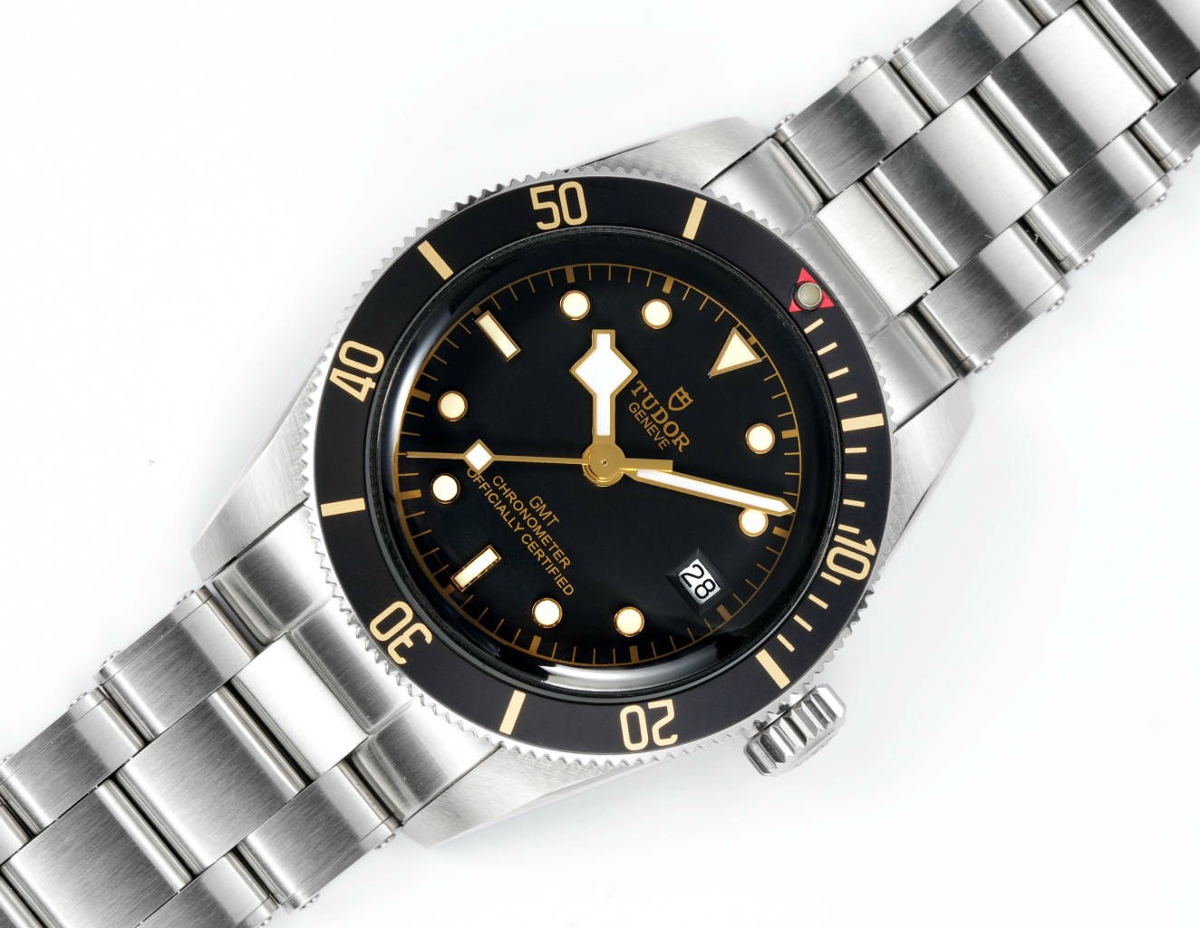 Tudor Black Bay GMT Automatic Diver Watch 41mm, Domed Sapphire Crystal, Rivet Stainless Steel Bracelet, Multiple Ceramic Bezel Color Options