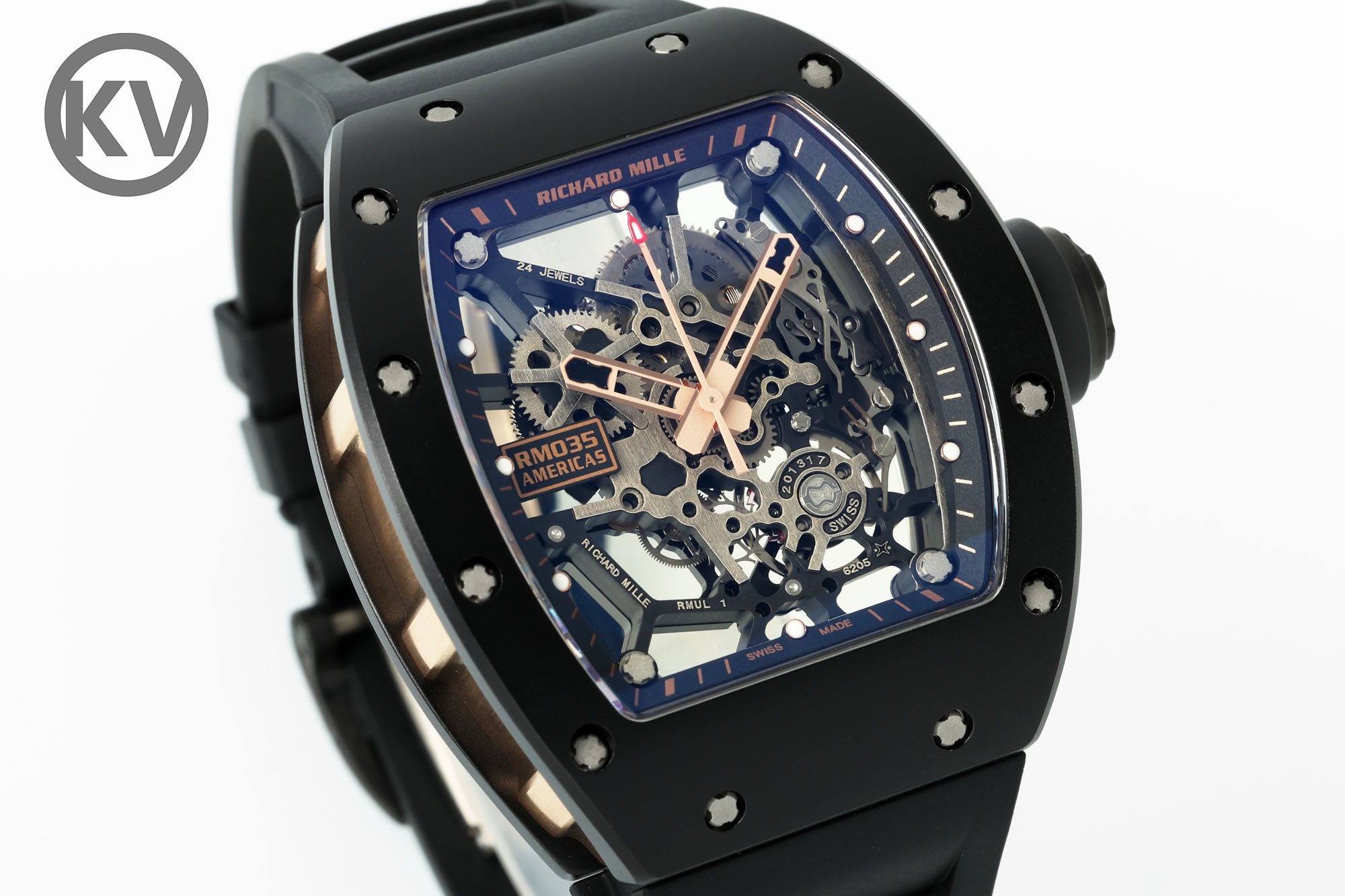 Richard Mille RM035 Americas Hollow Tonneau Mechanical Watch Magnesium Alloy Rubber Strap Multi Colors