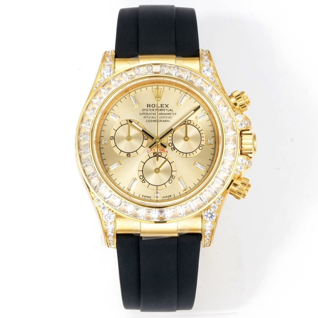 Rolex Cosmograph Daytona 40mm N+ Factory V2 Weighted Baguette Bezel Automatic Watch