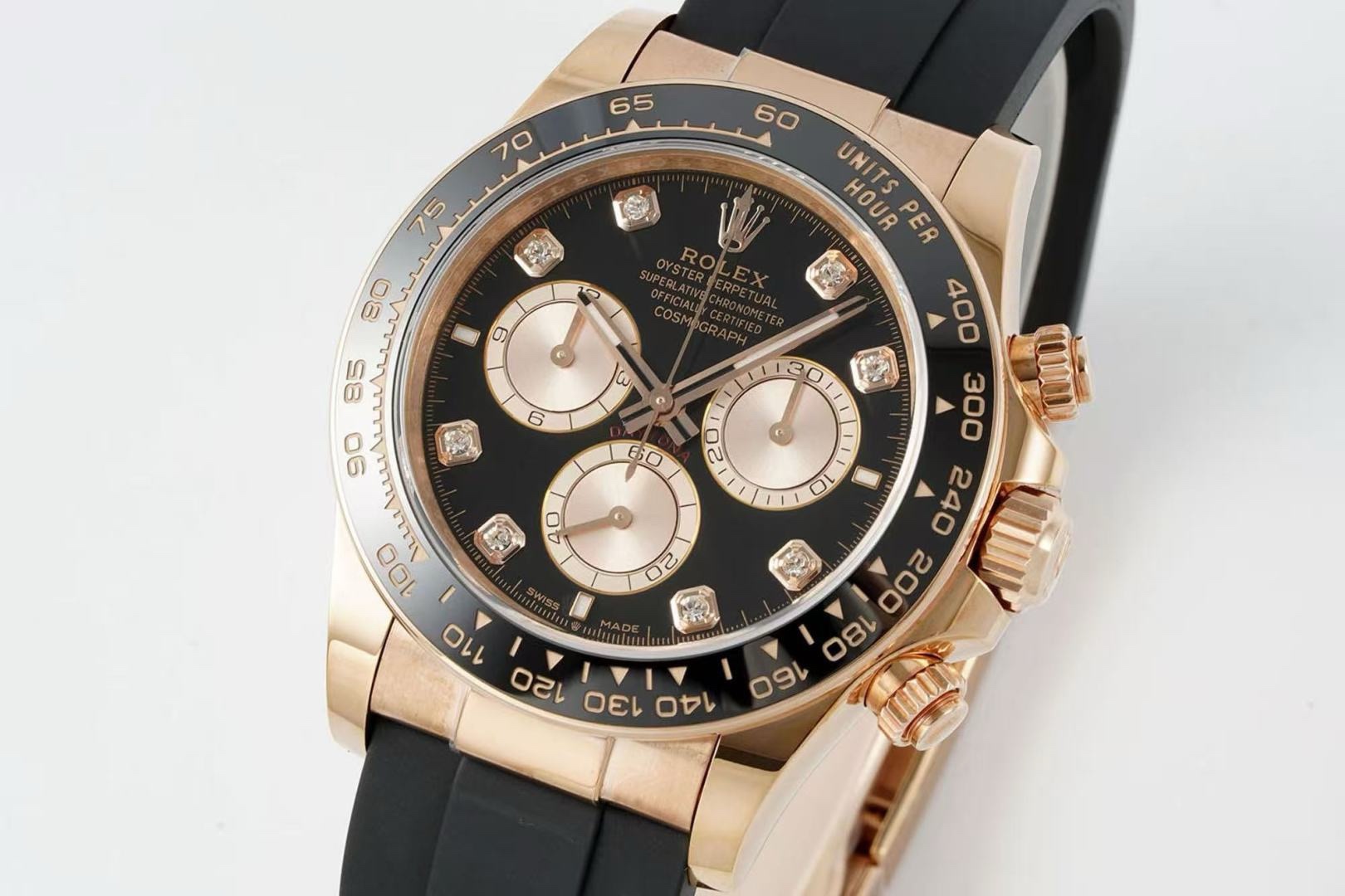 Rolex Cosmograph Daytona 40mm Rubber Strap Weighted 18K Gold‑Plated Cal.4131 Chronograph Movement
