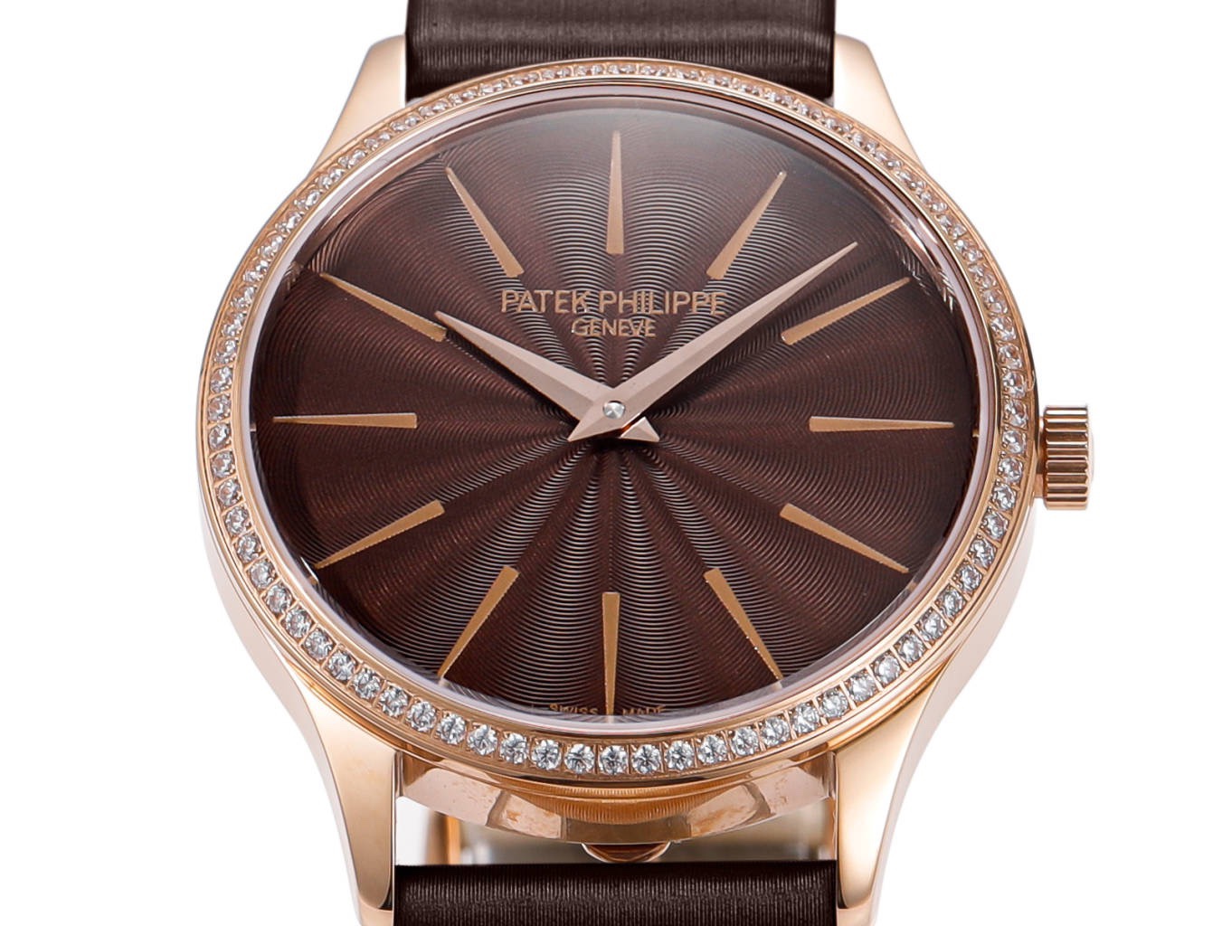 Patek Philippe Calatrava Ladies Watch 35mm | Slim Cal.240 Automatic Guilloché Dial Watch
