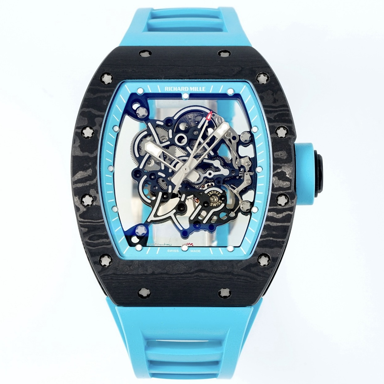 Richard Mille RM055 Tonneau Hollow Automatic Watch Light 74.3g FKM Rubber Strap