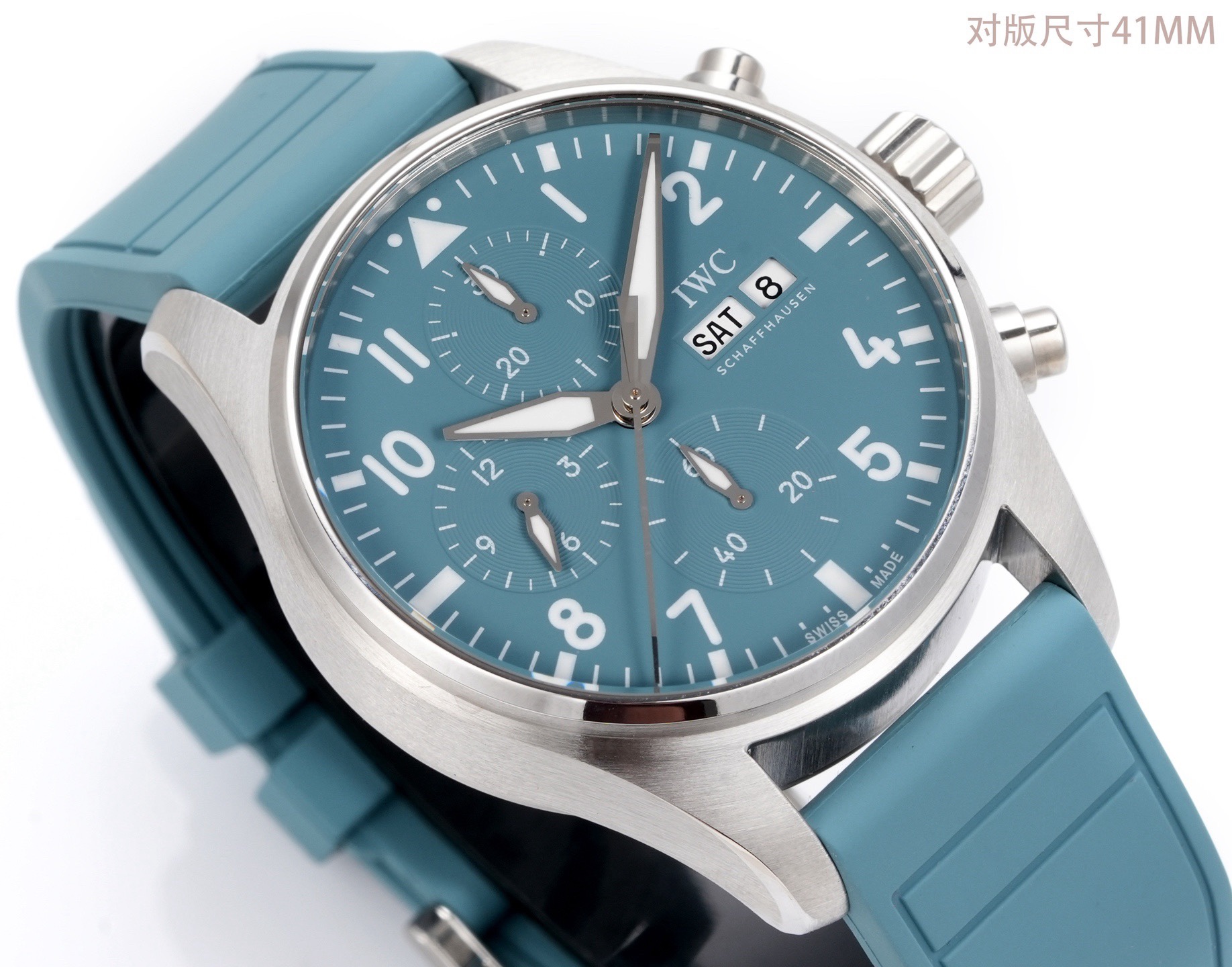 IWC Pilots Series IW388110 Men Watch AP5 Upgrade Fluororubber Strap 46H Power Reserve