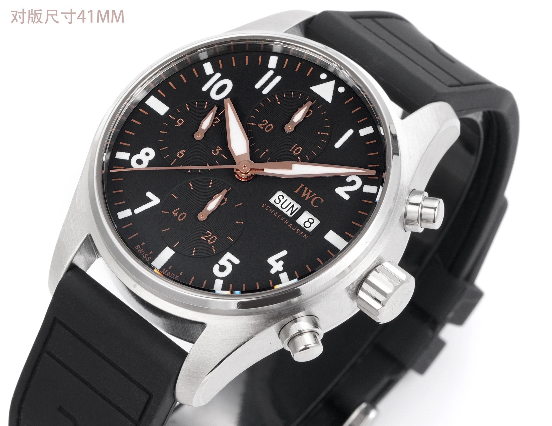 IWC Pilots Series IW388110 Men Watch AP5 Upgrade Fluororubber Strap 46H Power Reserve