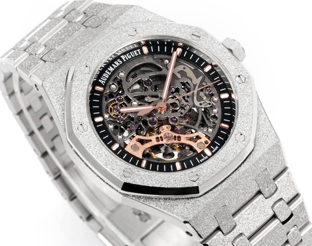 Audemars Piguet Royal Oak Skeleton Frosted Gold Rainbow Bezel AP2 Version