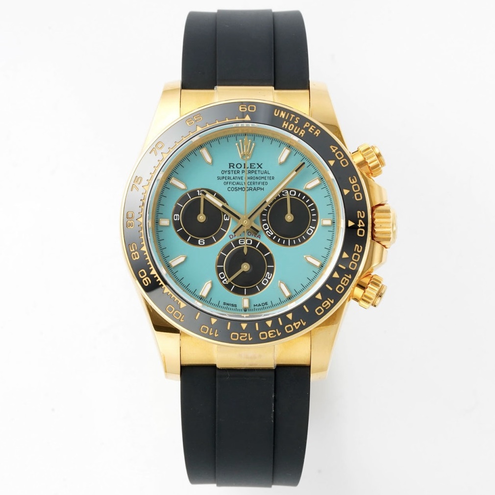 Rolex Cosmograph Daytona 18K Gold Plated Automatic Chronograph Watch Rubber Strap