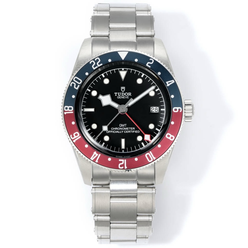 Tudor Black Bay GMT Automatic Diver Watch 41mm, Domed Sapphire Crystal, Rivet Stainless Steel Bracelet, Multiple Ceramic Bezel Color Options