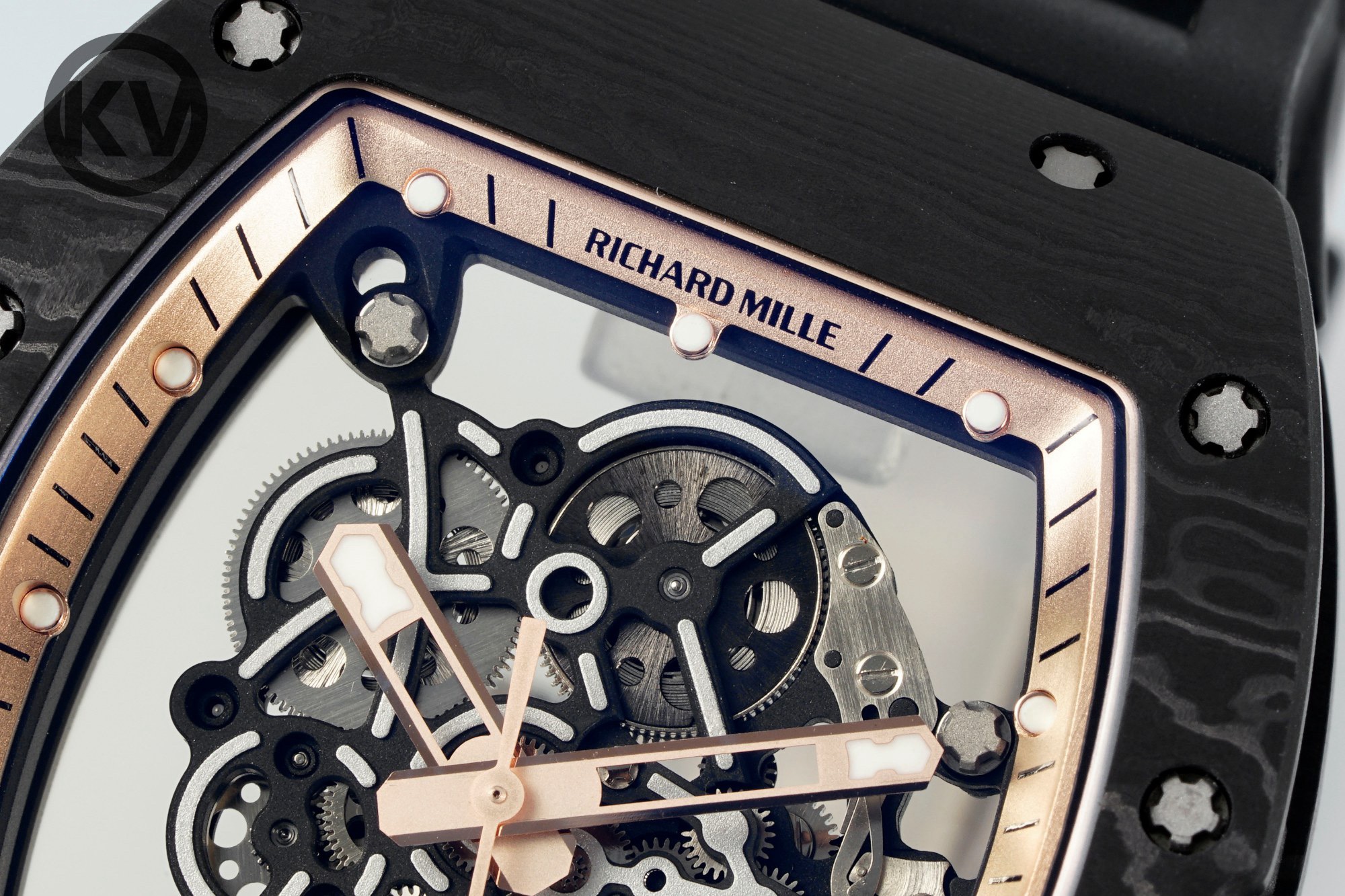 Richard Mille RM055 Tonneau Hollow Automatic Watch Light 74.3g FKM Rubber Strap
