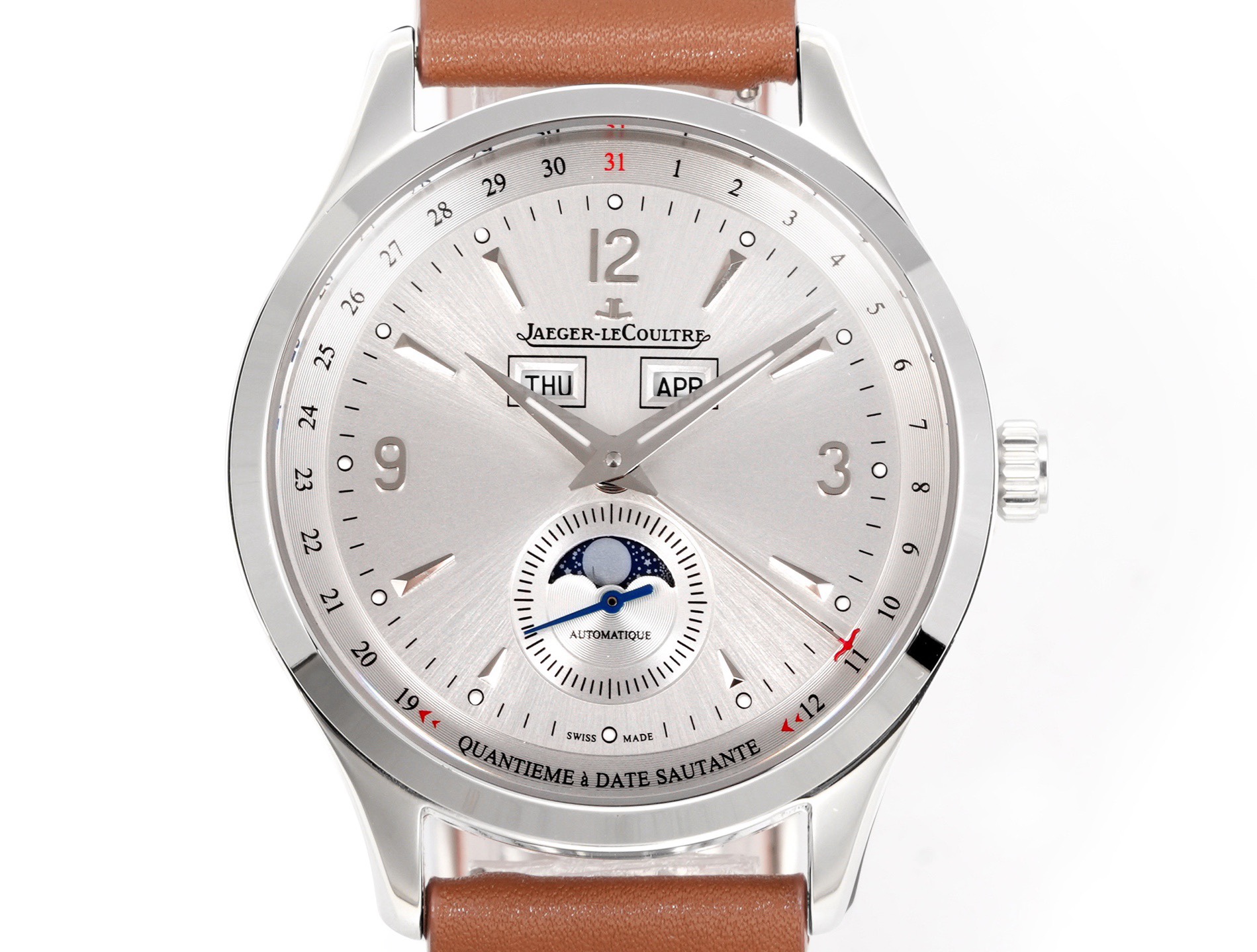 Jaeger-LeCoultre Master Calendar Moon Phase Automatic Watch 40mm Genuine Leather Strap