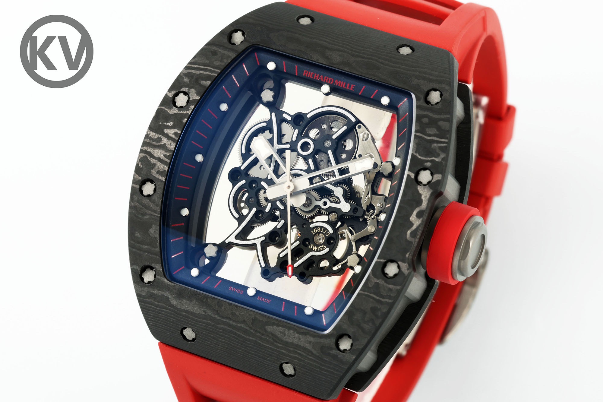 Richard Mille RM055 Tonneau Hollow Automatic Watch Light 74.3g FKM Rubber Strap