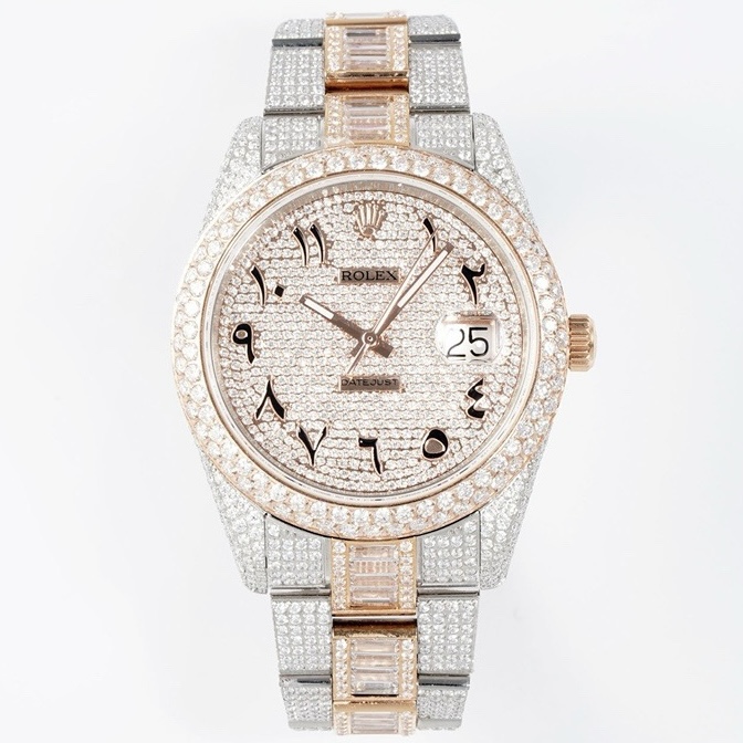 Rolex TW Factory Fully Iced‑Out Datejust 41mm Men Watch, Full Paved Stones, 2824 Automatic Movement