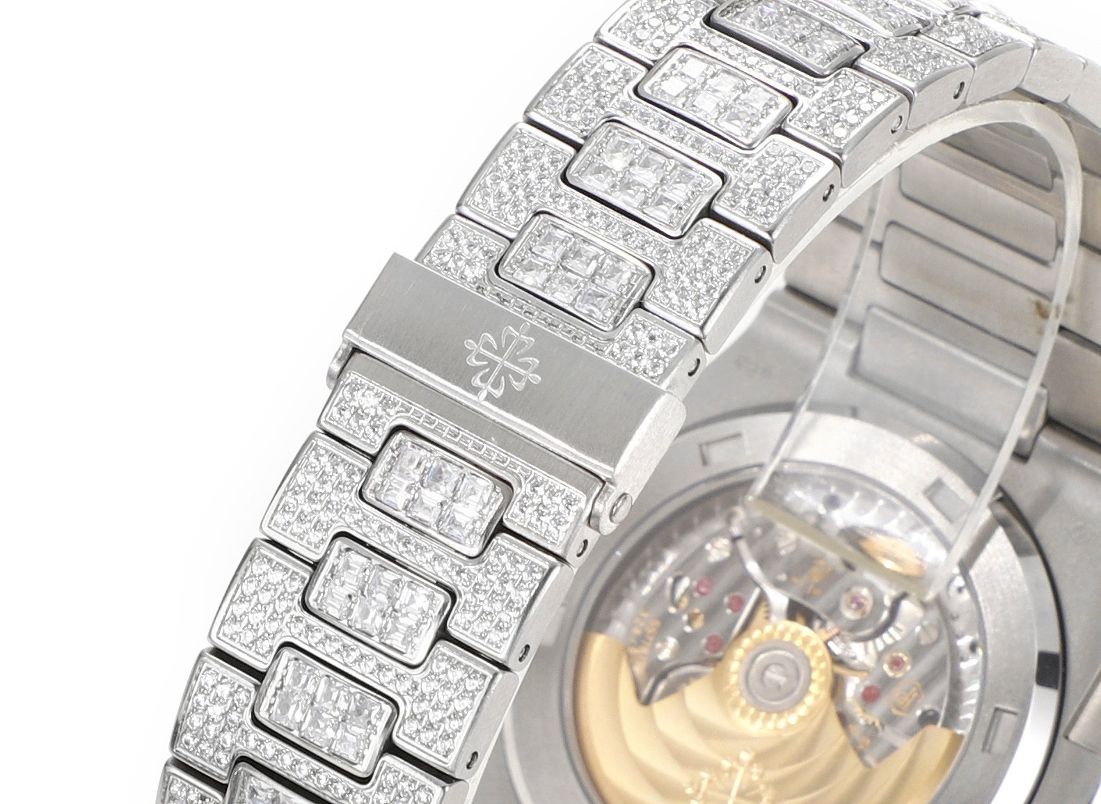 Patek Philippe Nautilus 40mm Full Diamond Automatic Watch | Cal.324 SC Movement Stainless Steel Bracelet