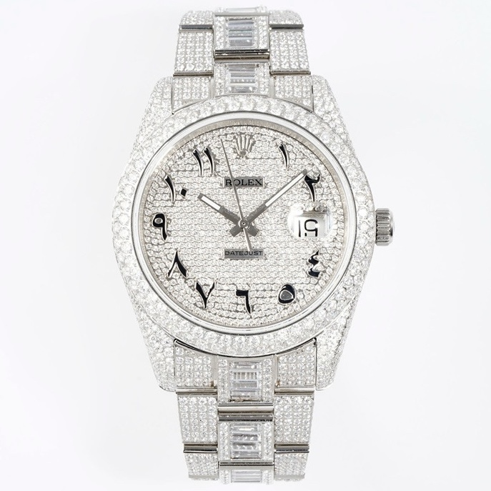 Rolex TW Factory Fully Iced‑Out Datejust 41mm Men Watch, Full Paved Stones, 2824 Automatic Movement