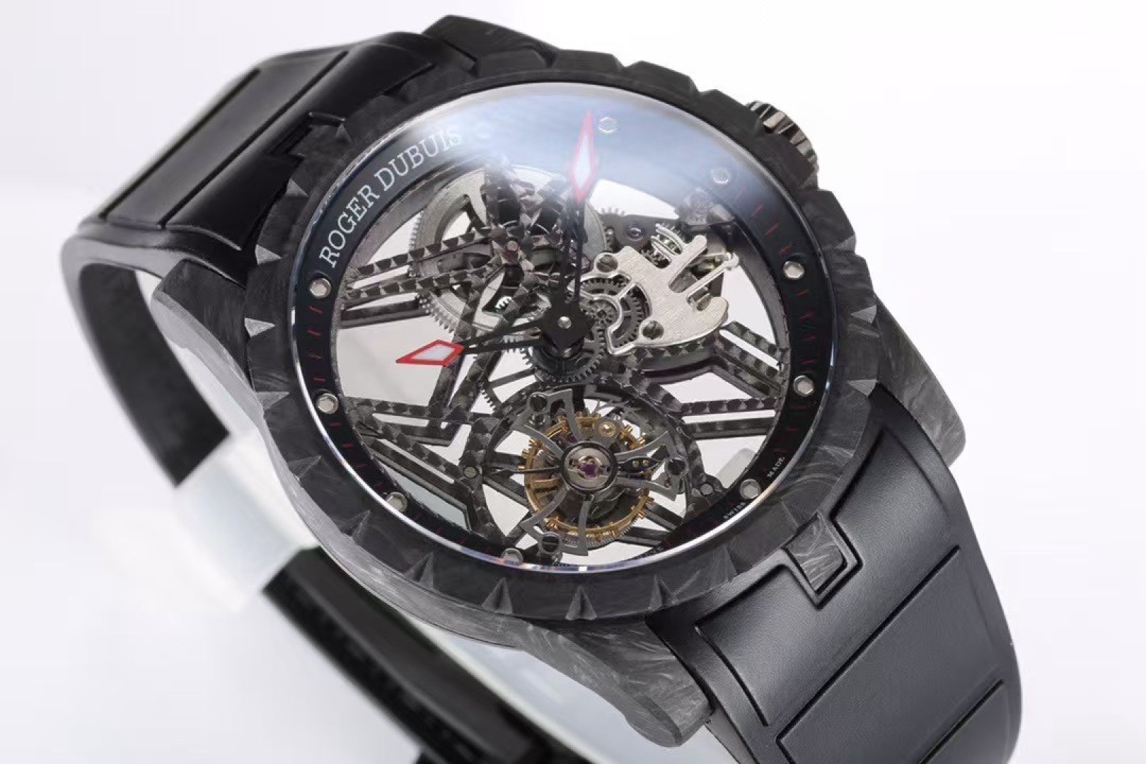Roger Dubuis Excalibur V4 Skeleton Tourbillon Carbon Fiber Watch NEW Factory Super Clone