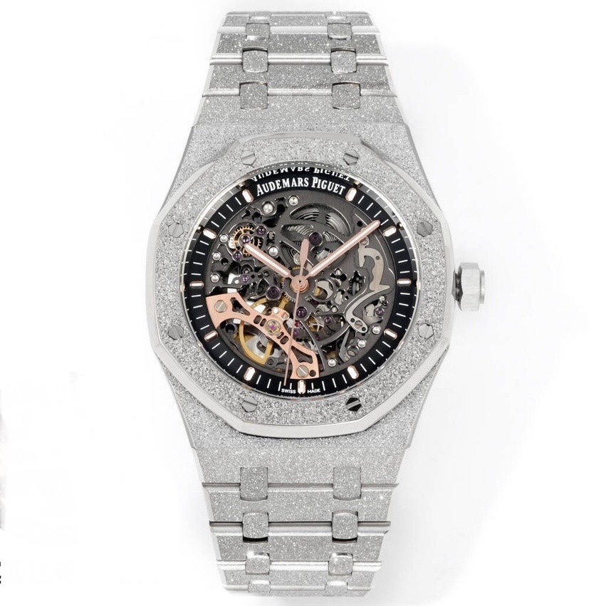 Audemars Piguet Royal Oak Skeleton Frosted Gold Rainbow Bezel AP2 Version