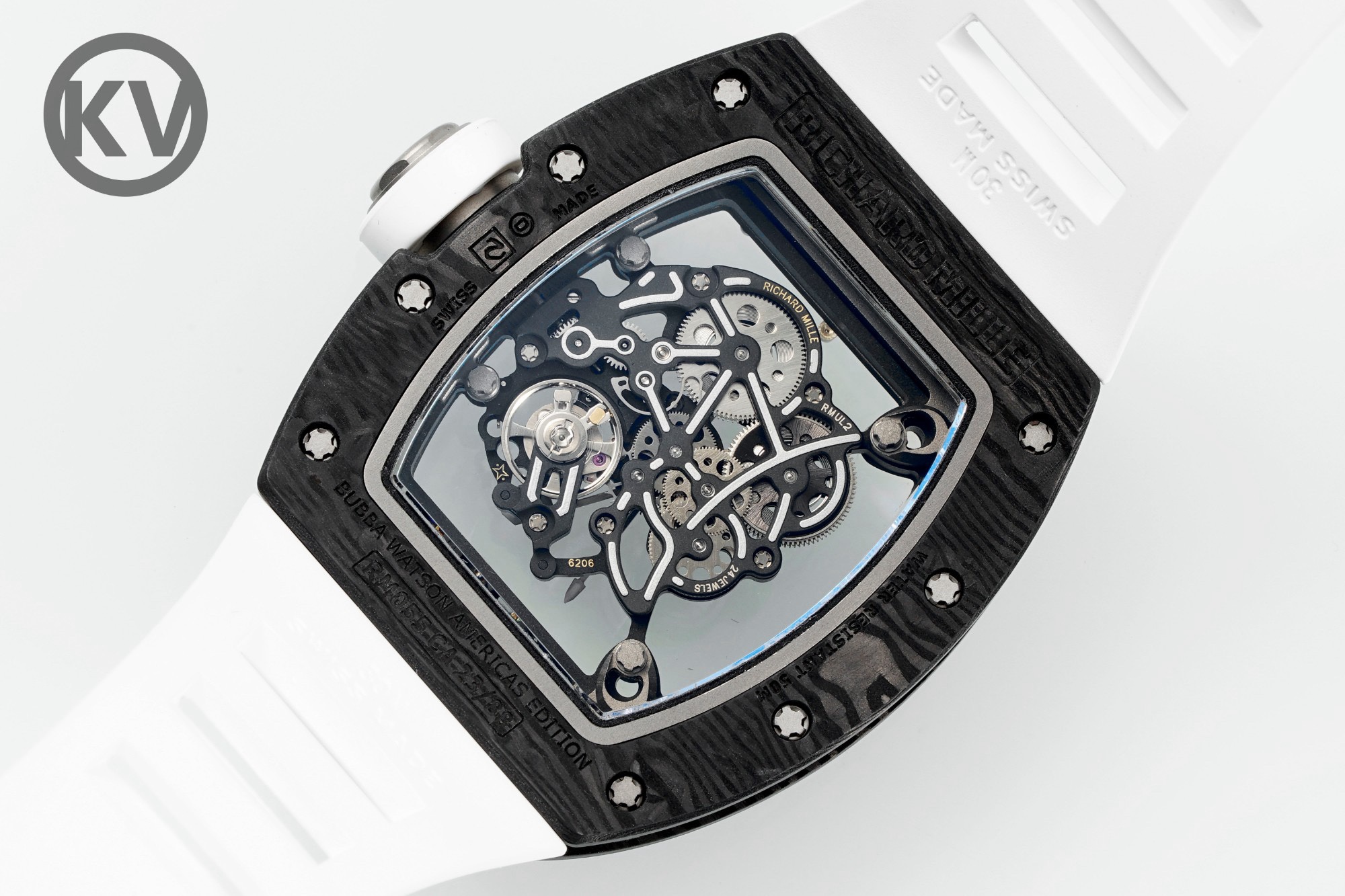 Richard Mille RM055 Tonneau Hollow Automatic Watch Light 74.3g FKM Rubber Strap
