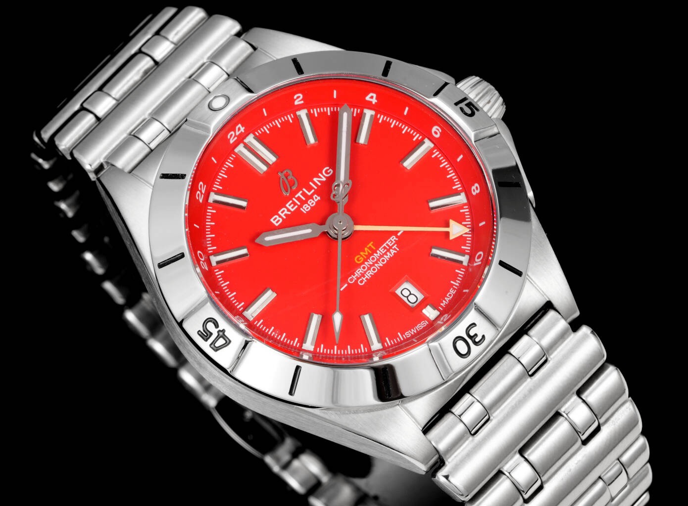 Breitling Chronomat GMT 40mm Automatic Steel Watch Multi‑Color Dial Bullet Bracelet
