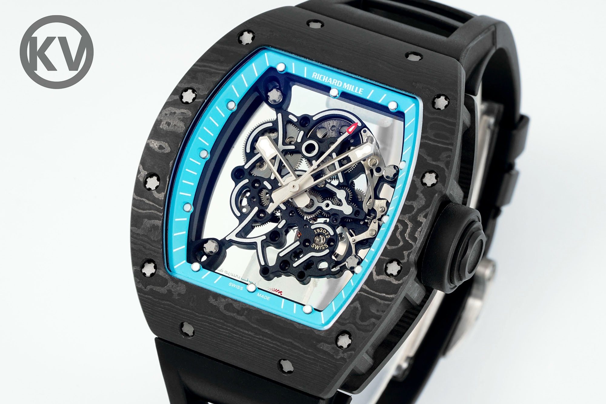 Richard Mille RM055 Tonneau Hollow Automatic Watch Light 74.3g FKM Rubber Strap