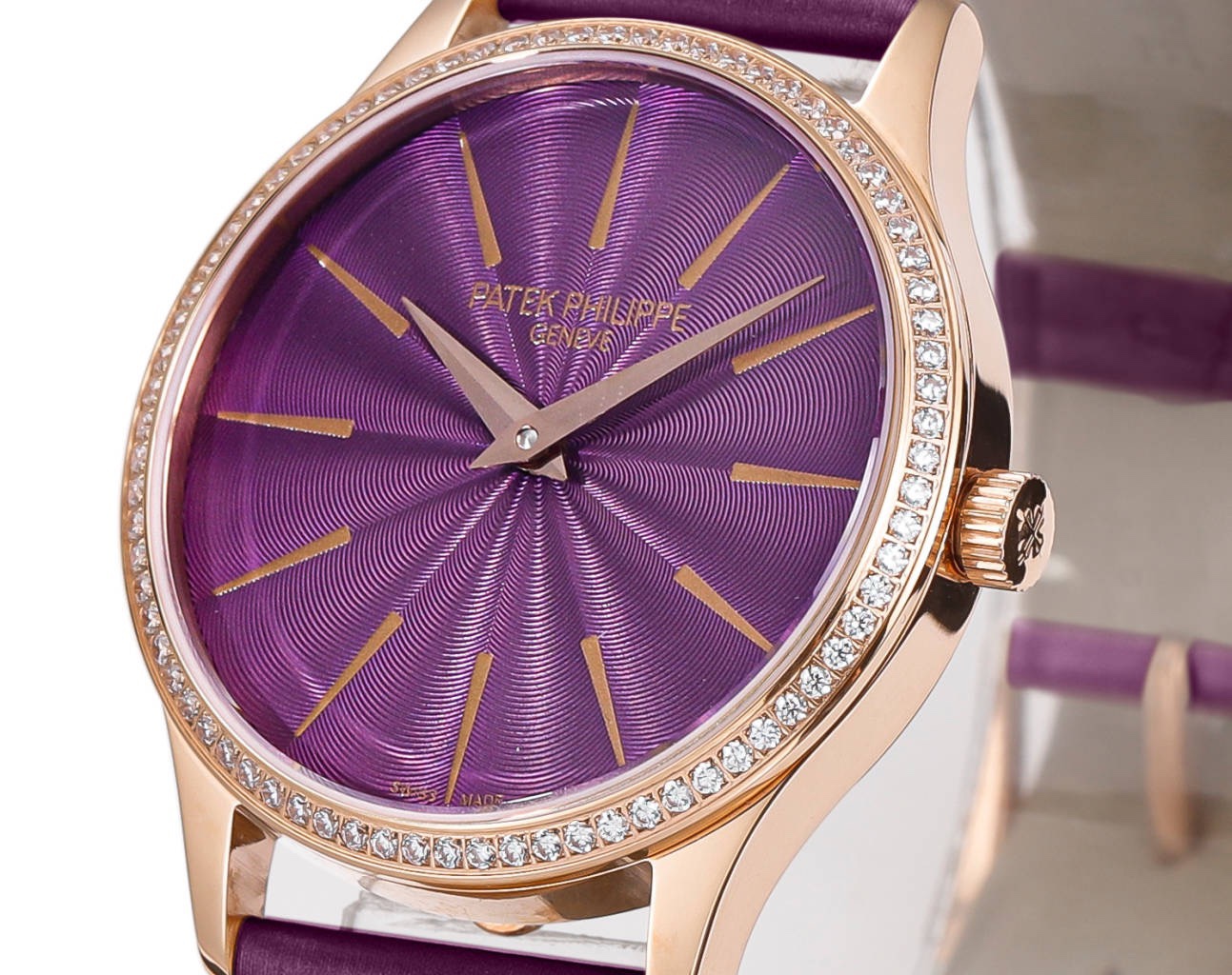 Patek Philippe Calatrava Ladies Watch 35mm | Slim Cal.240 Automatic Guilloché Dial Watch
