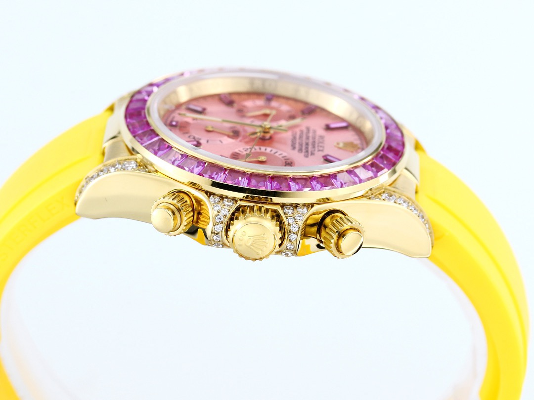 Rolex Cosmograph Daytona Super Clone Watch | Sakura Pink Dial, Pink Ruby Bezel, 43mm