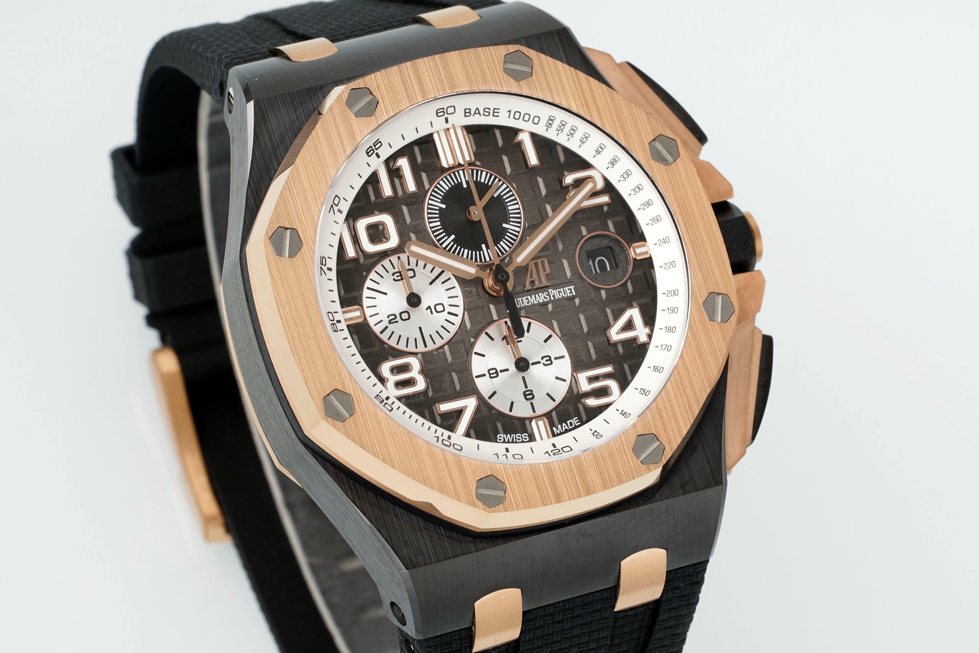 Audemars Piguet Ceramic Chronograph 44mm Sports Watch Rubber Strap