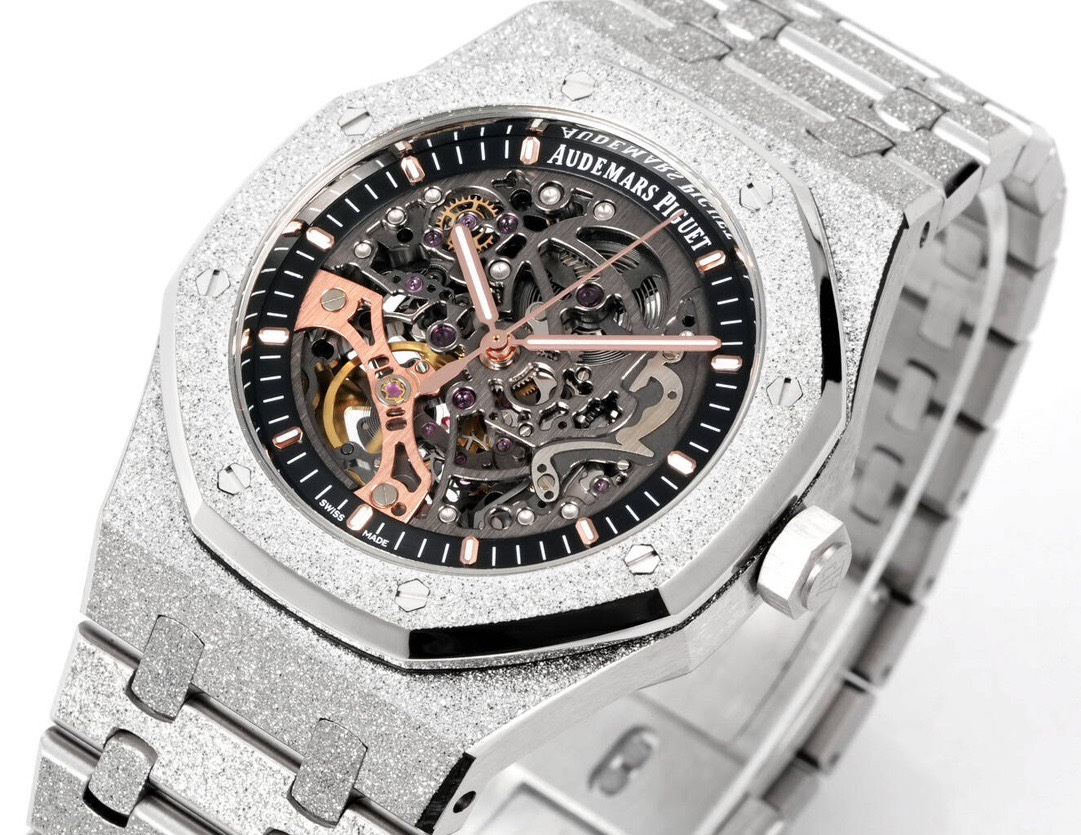 Audemars Piguet Royal Oak Skeleton Frosted Gold Rainbow Bezel AP2 Version