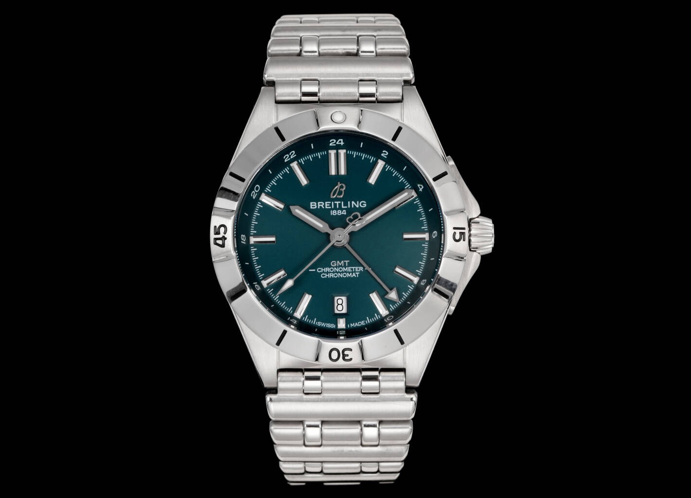 Breitling Chronomat GMT 40mm Automatic Steel Watch Multi‑Color Dial Bullet Bracelet