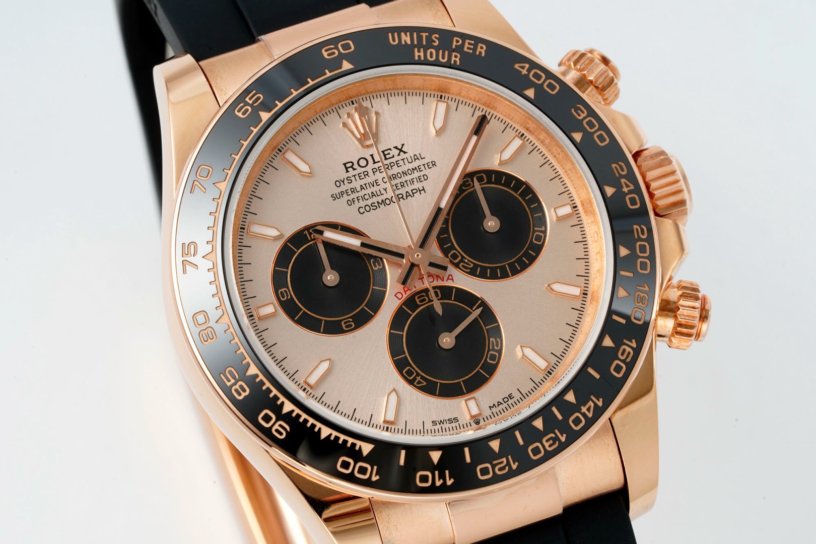 Rolex Cosmograph Daytona 40mm Rubber Strap Weighted 18K Gold‑Plated Cal.4131 Chronograph Movement