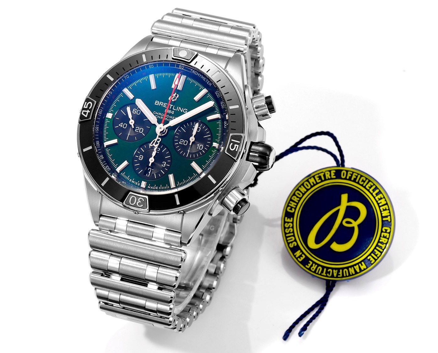 BREITLING Chronomat 44mm Automatic Chronograph Watch, BLS Factory Ceramic Bezel Timepiece