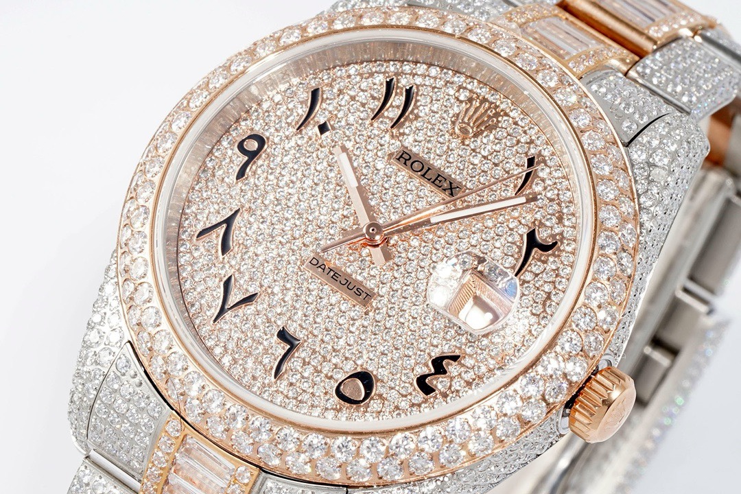 Rolex TW Factory Fully Iced‑Out Datejust 41mm Men Watch, Full Paved Stones, 2824 Automatic Movement