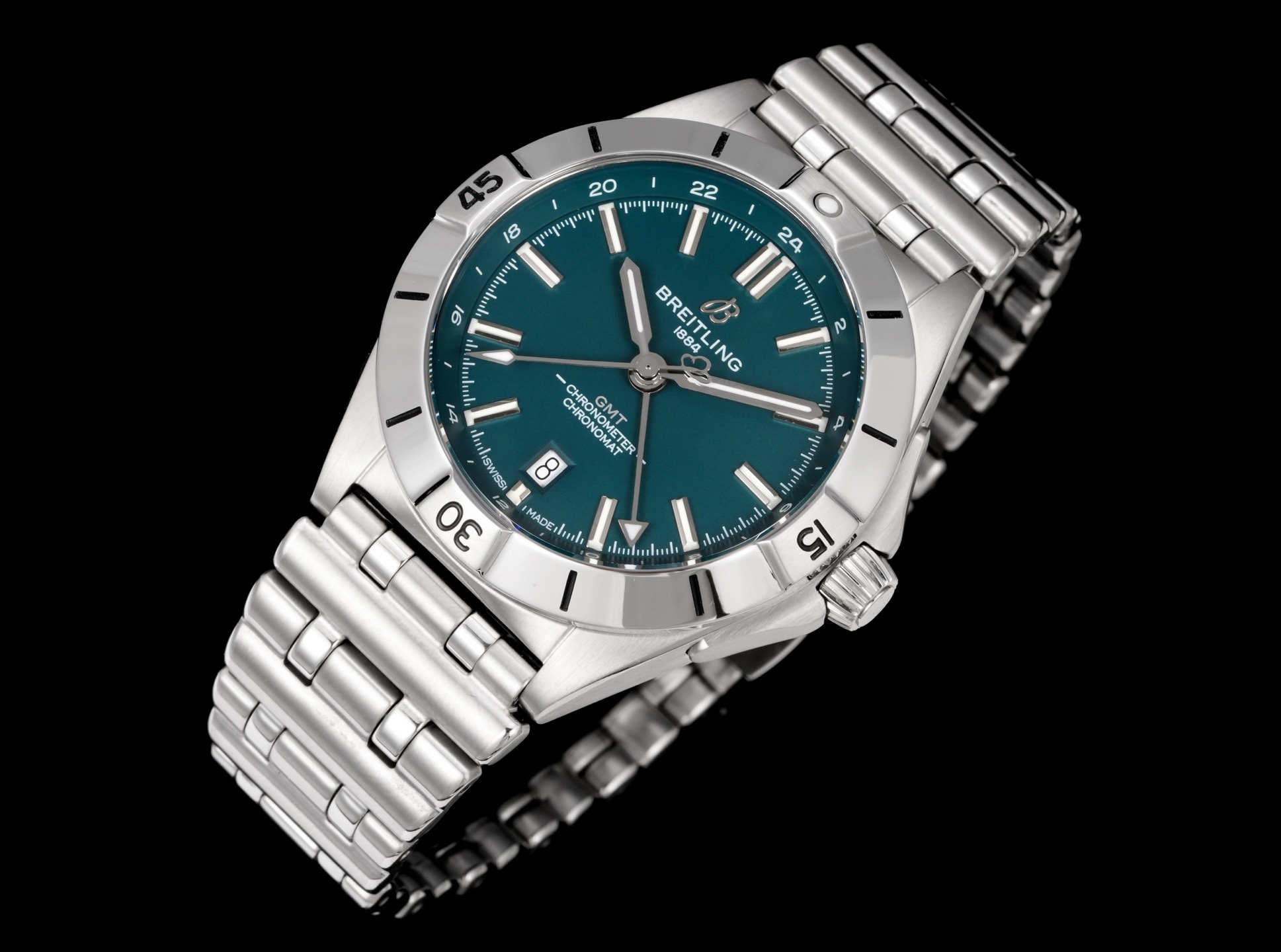 Breitling Chronomat GMT 40mm Automatic Steel Watch Multi‑Color Dial Bullet Bracelet